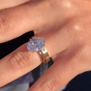 3.5Ct Oval Cut Lab Grown Diamond Engagement Ring With Flush Set Solid Gold Band Diamond Bridal Ring Set Certified Diamond Ring Women Ring