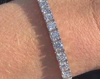 Round Cut Lab Diamond Tennis Bracelet For Women And Men 4 Prongs Setting in Platinum Bracelet For Girlfriend 7 inch Lab Diamond Bracelet