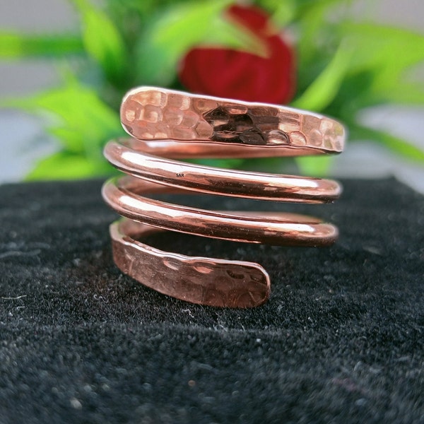 Pure Copper Wrap Ring, Arthritis Thumb Ring, Toe Ring, Finger Ring, Solid Copper Ring, Hammered Ring, Healing Jewelry, Copper Jewelry