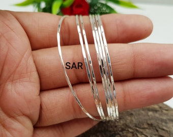 Stacking Bangle in Sterling Silver, Sterling Silver Bangle Set, Set of 7 Bangles, Thin Stacking, Bangles, Silver Bracelet Set, 7 Day Bangles