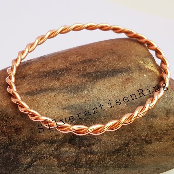 Pure Copper Bangle ,Tensor Ring Bracelet ,Pure Copper stacking bangle, Handmade copper jewelry, Round copper bangle, Copper wedding gift