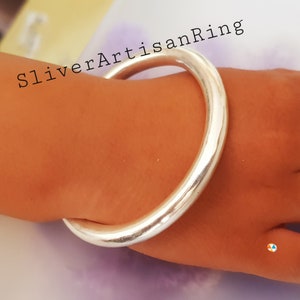 Thick Heavy Silver Bangle, 925 Sterling Silver Bangle, , Chunky Silver Bracelet, Stackable Bangle , Beautiful  Bangle ,   Gift For Her