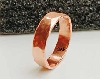 Pure Copper Band Ring, Hammered Design Ring, Ring For Women Or Men Ring, Handmade Ring, Thick Copper Ring, Copper Jewelry, Gift Ring.