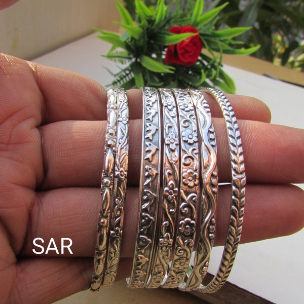 Beautiful Designer Bangles* 7 Design Stackable Bangles* 925 Sterling silver Bangles* Handmade Bangle* Set Off 7 Bangles* Wonderful Bangles**