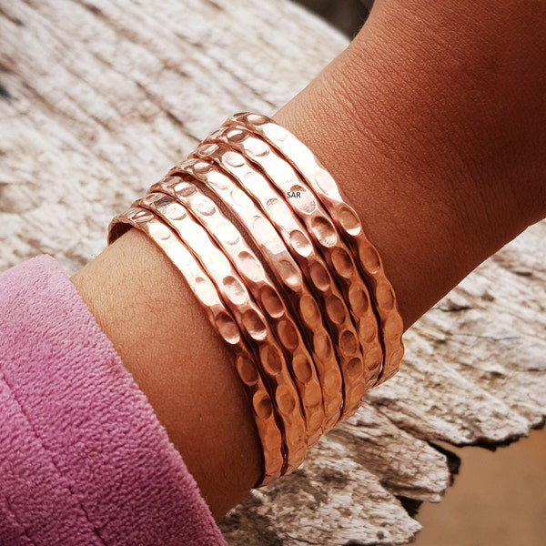 Pure Copper Bangle, Set Of 7 Solid Copper Bangle, Set of 7 PCs, Hammered Bangle, Pure Handmade, Copper Jewelry, Bangles For Women