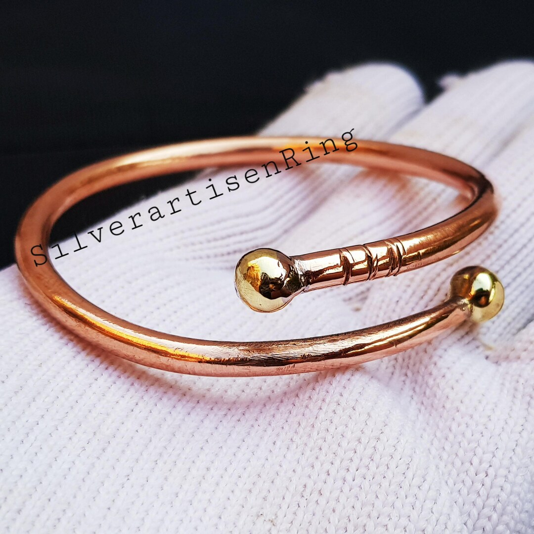 Solid Copper,brass Ball Cuff Adjustable Bracelet, Handmade Bracelet