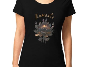 Woman's 100% organic cotton namaste lotus flower t-shirt, lotus flower shirt, lotus shirt, zen meditation gift,  women's boho shirts
