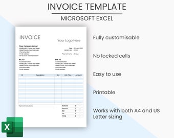 Invoice Template, Business invoice, Invoice Template EXCEL, Invoice, Blue, Small Business