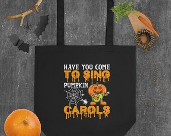 Pumpkin Tote Bag, Halloween Tote Bag, Retro Fall Tote Bag, Fall Tote Bag, Halloween Carol Bag,