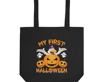 First Halloween Tote Bag, Halloween Tote Bag, Retro Fall Tote Bag, Fall Tote Bag, Pumpkin Tote Bag, Spooky Tote Bag
