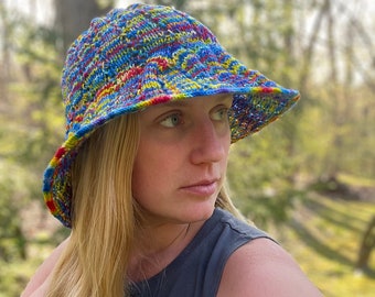 Sun Hat Knitting PATTERN | DIY SunHat | Wide Brim Beach Hat | Summer Bucket Hat | Boho Panama | Packable | Floppy Hat