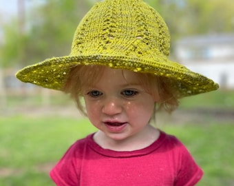 Kids' Sun Hat, Wide Brim Beach Hat, Summer Bucket Hat, Boho Panama, Packable, Floppy Hat