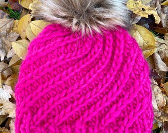 Baby Kids' Alpine Swirl Hand Knit Merino Wool Hat Made to Order, Luxury Hat