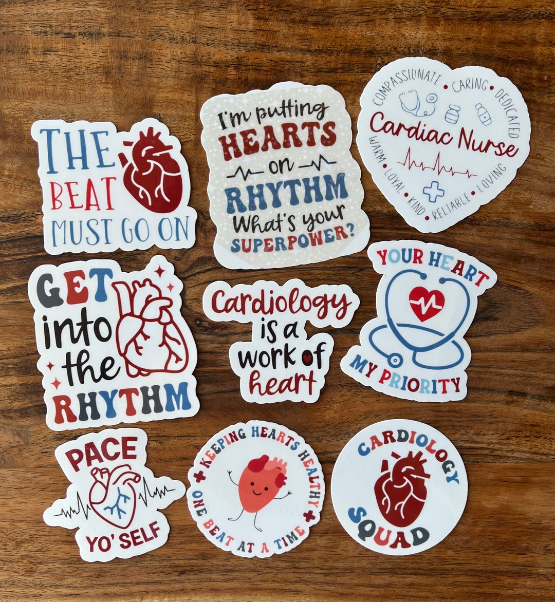 Cardiac Nurse Sticker Bundle, Cardiology Unit Gift, Telemetry Nurse, Tele Tech, Cardiac Monitor
