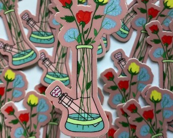Bong Vase Vinyl Sticker 420 Weed