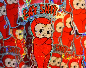 Devil Kewpie Glitter Sticker