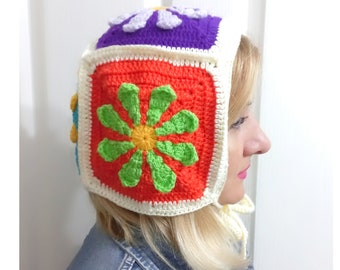 Crochet balaclava, balaclava hat, crochet accessories, granny square balaclava, winter hat, knit balaclava, crochet colorful balaclava