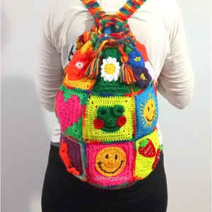 crochet bag backpack, colorful crochet bag, knitted bag, bohemian bag, bohemian style, personalised bag, personalised gift, customized bag