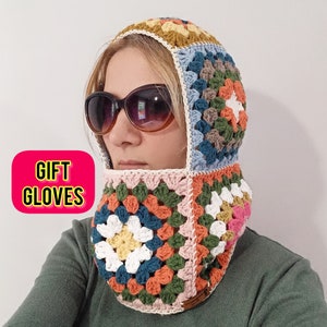 Crochet balaclava, balaclava hat, granny square balaclava, winter hat, knit balaclava, crochet colorful balaclava, balaclava, christmas gift