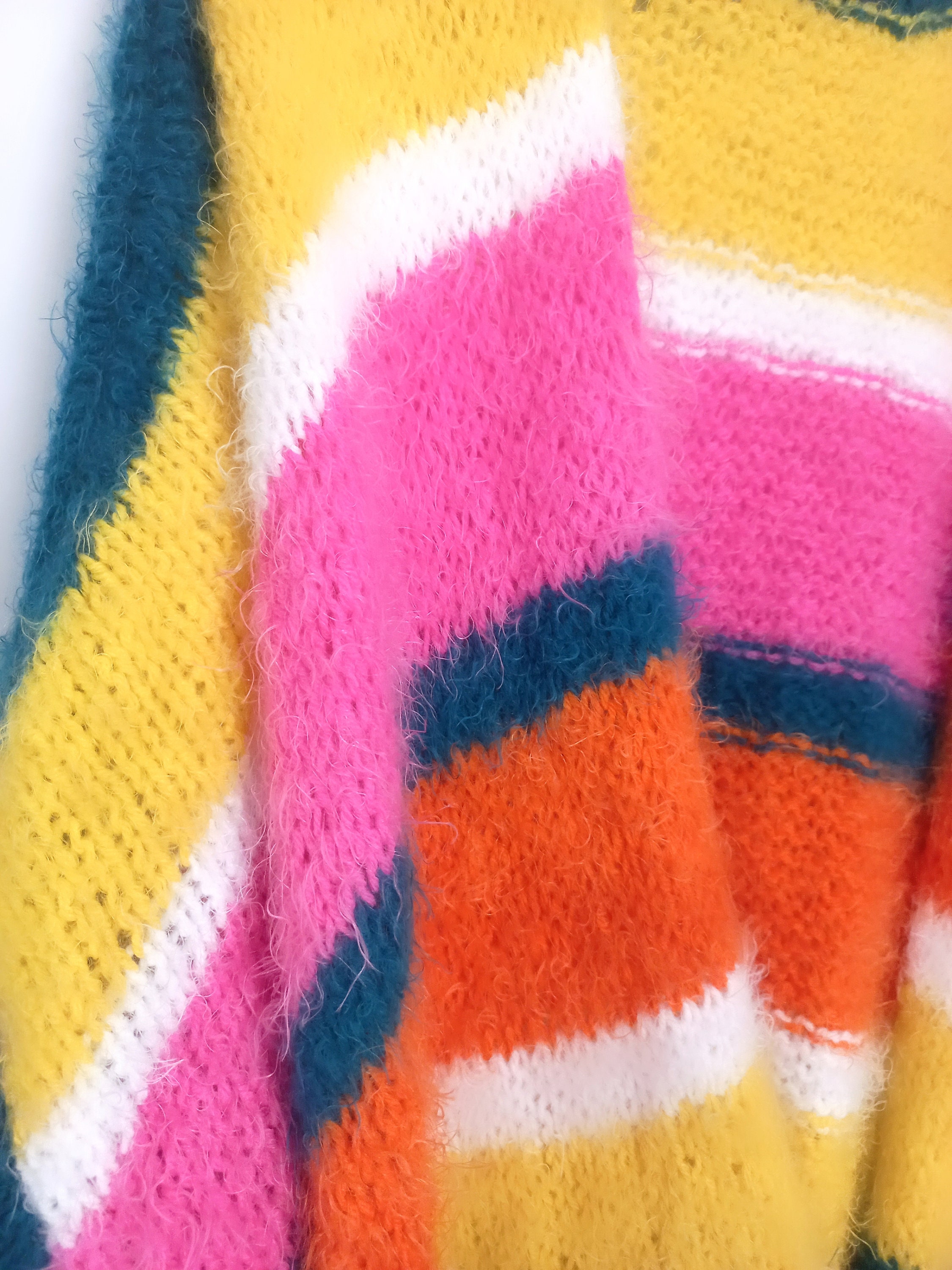 Oversize Soft Furry Colorful Knitted Cardigan, Knit Mohair Cardigan, Womens Cardigan, Gift for ...