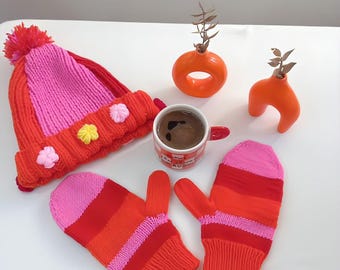 Nyc Artisan Red Crochet Hat and Gloves Set Crochet-Pattern-School-Colors-  main image 4