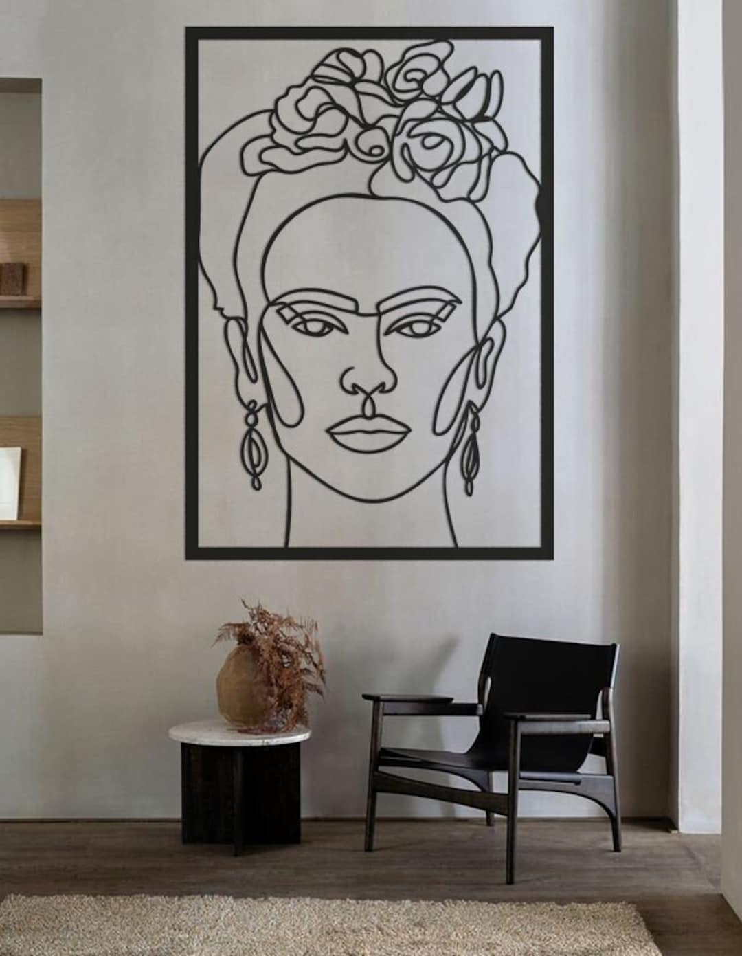 Frida Kahlo Metal Line Art, Metal Wall Decor, Living Room Decor
