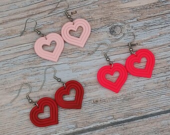 Boucles d'oreilles coeur, bijoux fantaisie pour la Saint-Valentin, rose, rouge et acier inoxydable