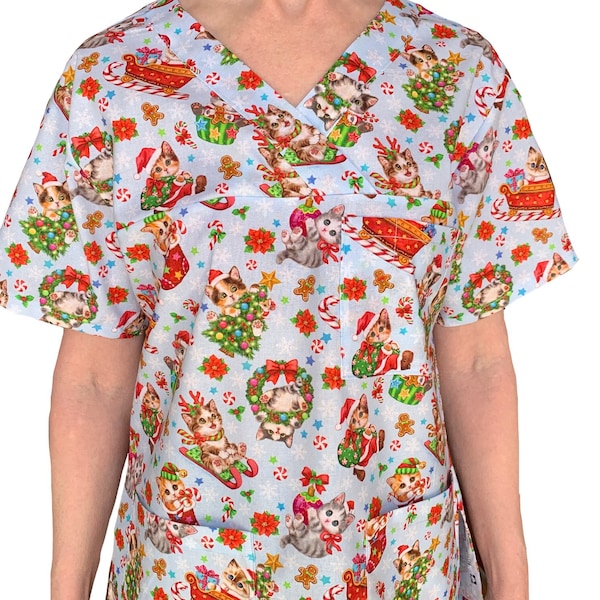 XMAS SCRUB TOPS. 100% Cotton. For all Healthcare and Medical Professionals (Nurses, Doctors, Dentists & Vets).