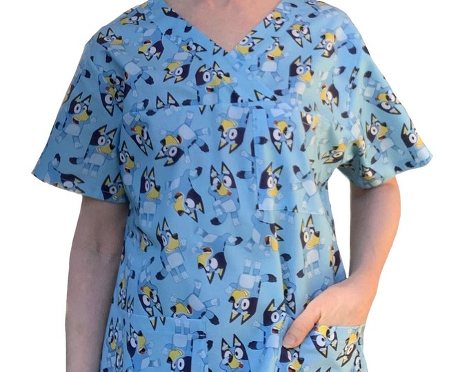 Scrub Top- Easter Bluey