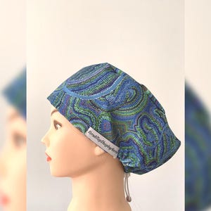 Gorro quirúrgico de algodón: con cierre de palanca y opción de botón. Hecho a mano en WA.
