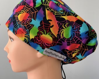 SCRUB HATS 100% Cotton.  Adjustable toggle. Surgical hats, Chemo hats, Chef hats, for long hair,