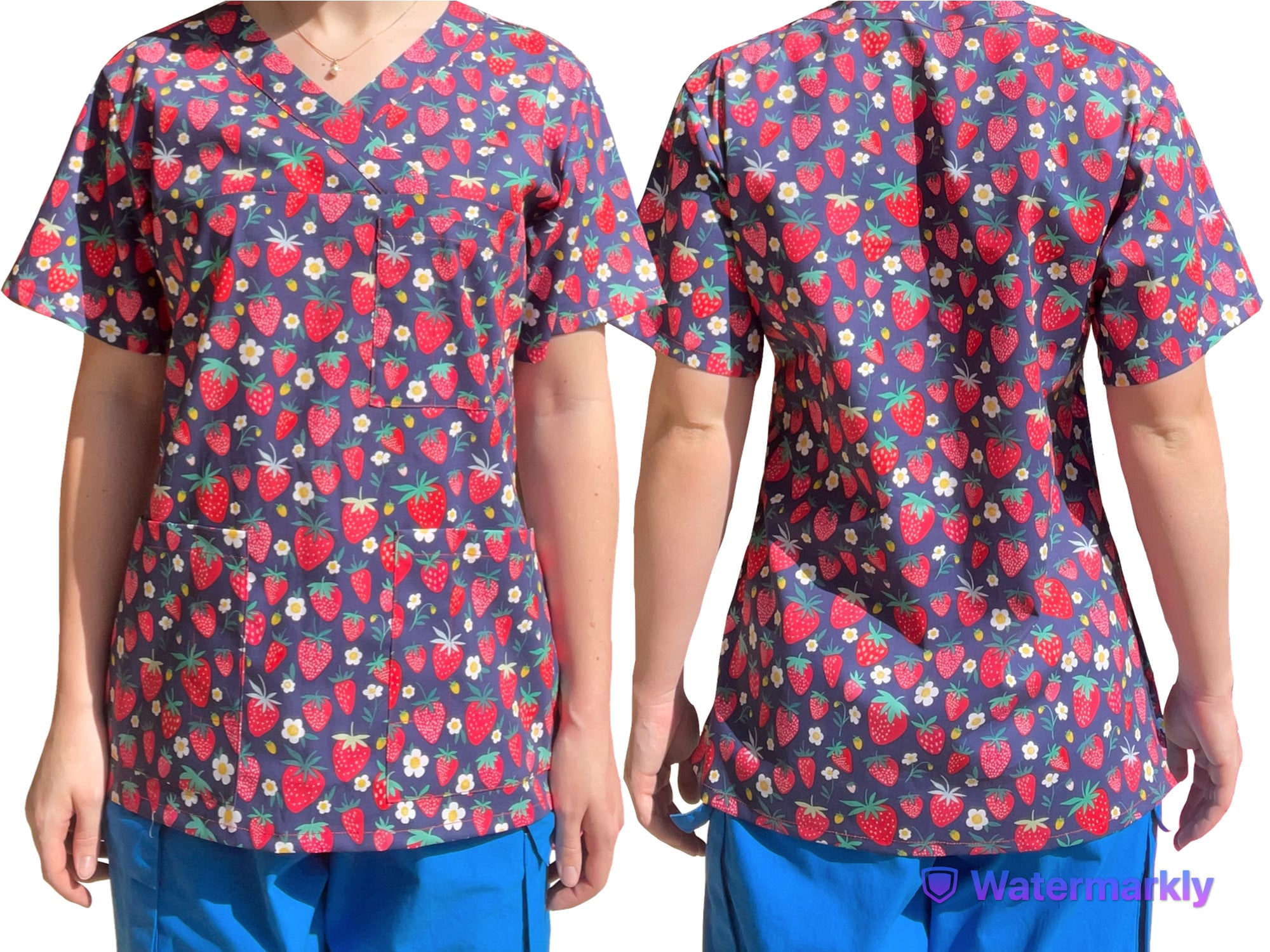 strawberry SCRUB TOPS For all health care workers, nurses