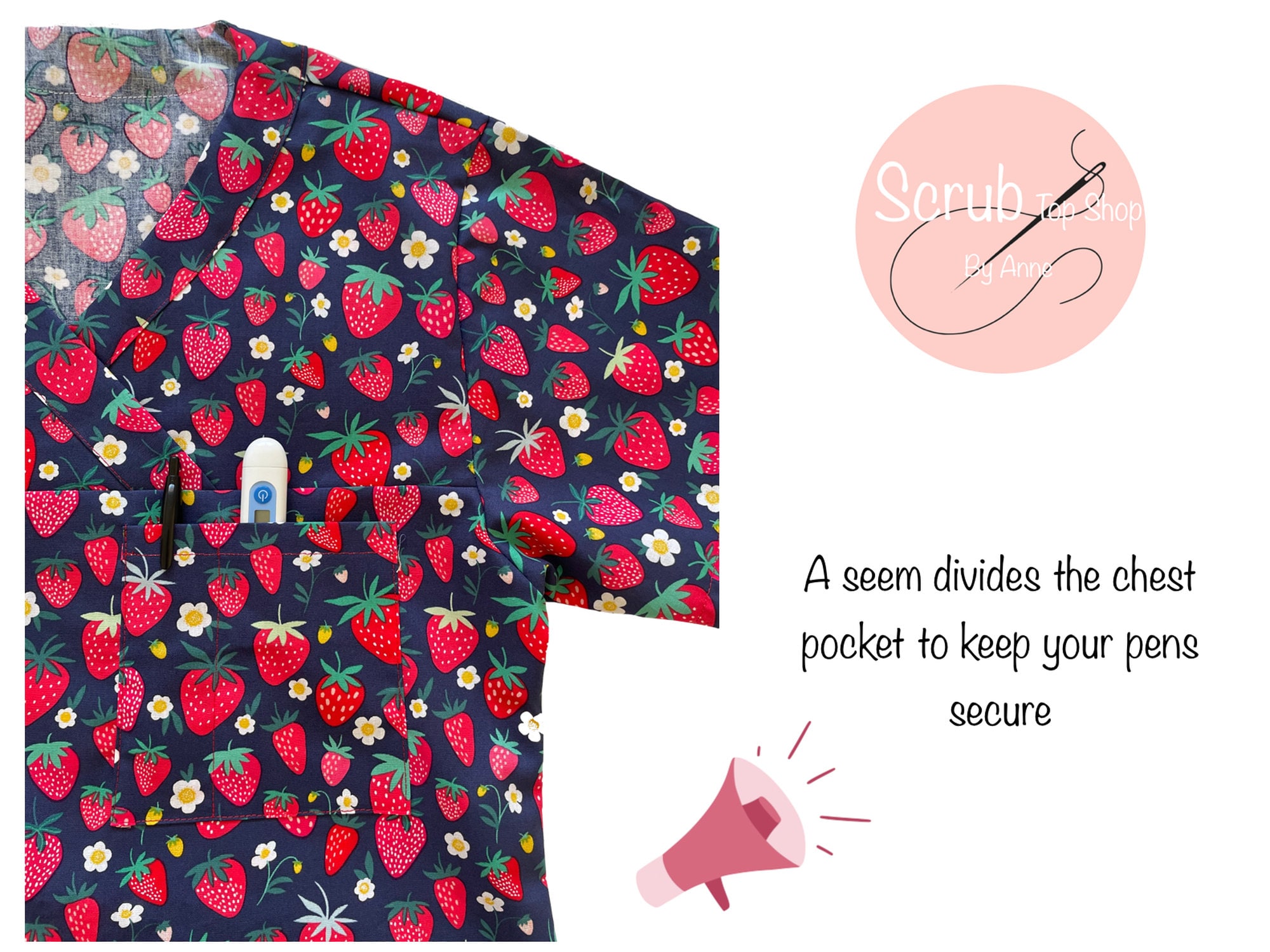strawberry SCRUB TOPS For all health care workers, nurses
