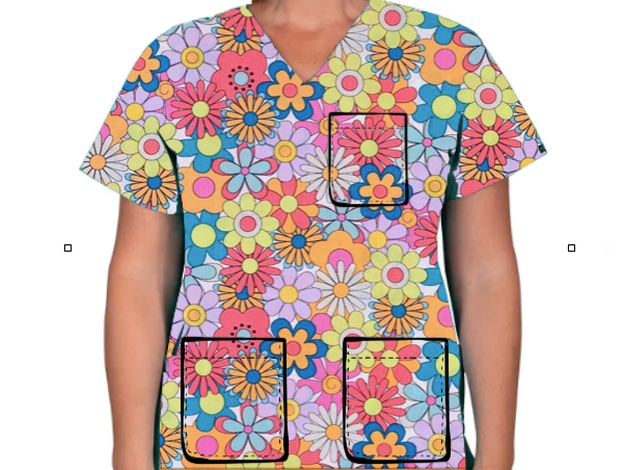 Maevn Llama Scrub Top Prints Women's V-Neck Print Top – Scrubs