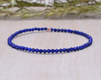 AAA Lapis Stretch Bracelet, Delicate Beaded Lapis Lazuli Jewelry, Gemstone Elastic Bracelet, Beads Bracelet, Energy Bracelet, gift for her