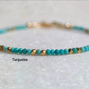 Gold turquoise stack bracelet / Genuine sleeping beauty turquoise bracelet / Turquoise jewellery / Gift for her