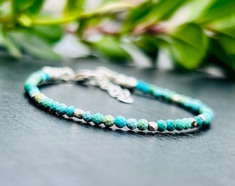 AAA Turquoise Bracelet, Dainty Bracelet, Faceted Bracelet, Tiny Gemstone Bracelet, Mother's Day, Jewelry, Turquoise Bracelet, Gift For Her