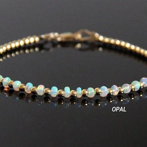 AAA Gold Opal Beaded Bracelet - Opal Bracelet, Opalite Bracelet, Natural Opal, Fire Opal Bracelet, Opal Jewelry, October Birthstone Bracelet