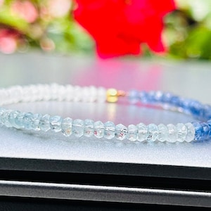 Iolite, Aquamarine & Moonstone Beaded Stretch Bracelet in Silver or Gold Filled, Delicate Gemstone Bracelet for Women, Healing bracelet