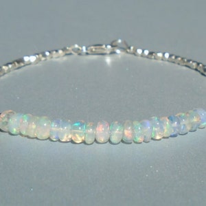 Opal bracelet, October Birthstone, Ethiopian Opal Bracelet, Dainty Beaded Bracelet, Karen Hill Silver, Genuine Gemstone Crystal Bracelet