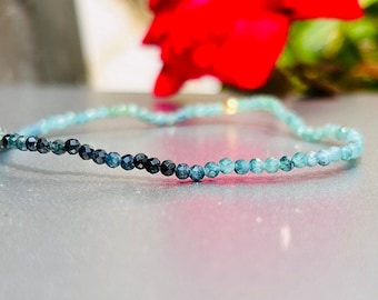 Blue Tourmaline bracelet, bead bracelet, bracelet femme, Genuine Tourmaline jewelry, delicate womens gemstone bracelet, dainty crystal