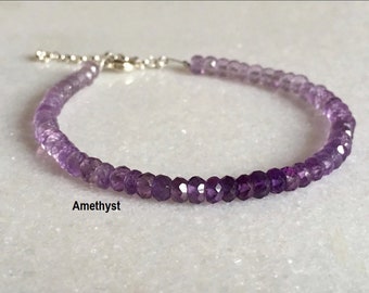 Amethyst bracelet / Shaded amethyst stacking bracelet / February birthstone / Gift for her