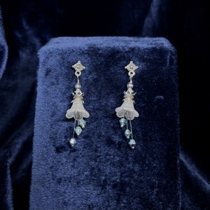 Handmade Stainless Steel White Lilly Earrings • Avante Garde Earrings Dangle • Unique Jewelry Gift