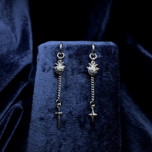 Handmade Stainless Steel JJBA Inspired Ladybug Earrings • Avante Garde Earrings Dangle • Unique Jewelry Gift