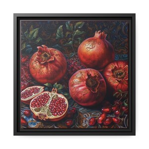 Luscious Pomegranates - Matte Canvas, Black Frame