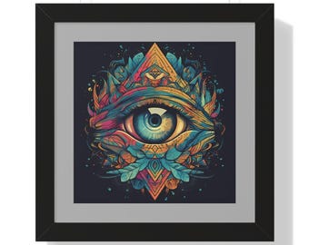 All Seeing Eye Wall Art - Illuminati Poster, Mystical Pyramid Print, Esoteric Decor, Third Eye Symbolism, Occult Vision Artwork