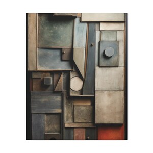 The beauty of Abstraction in Gray Tones: A Geometric Symphony with a Wooden Texture - Matte Canvas, Stretched, 1.25&quot;