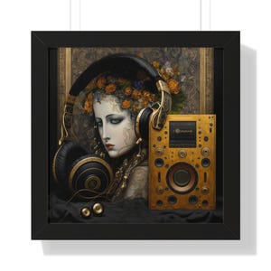 Steampunk Muse – Framed Horizontal Art Print, LexJet 200 gsm Matte Poster, Black/Walnut/White Frame, Free US Shipping