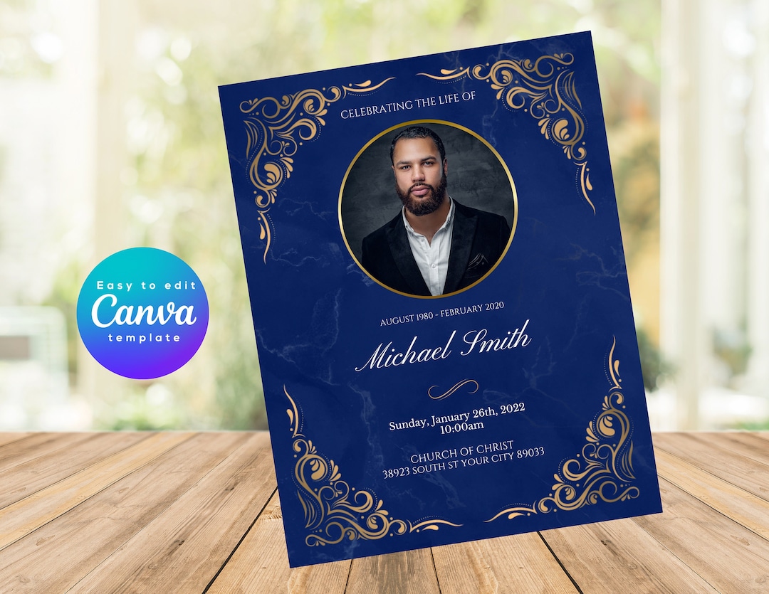 Funeral Flyer Announcement Template, Celebration of Life Funeral Invite