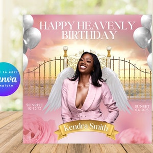 Happy Heavenly Birthday Memorial Flyer, Funeral Flyer